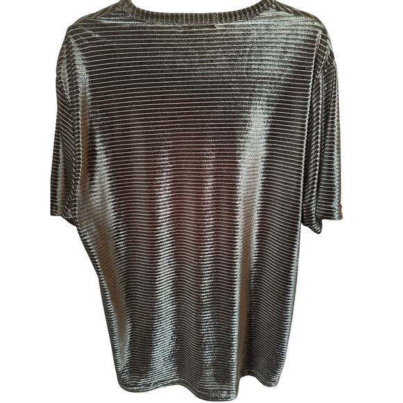 *SOLD* VTG 90s Dangerous Willie Velour Ribbed Stretch Black V-Neck Shirt Size L - Picture 4 of 4